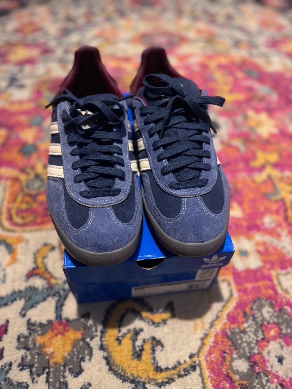 Adidas Gazelle Indoor Crew Navy/Burgundy Suede Low-Top Sneakers with White Strip